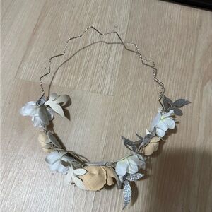 Elegant Floral Headband with White and Silver Accents